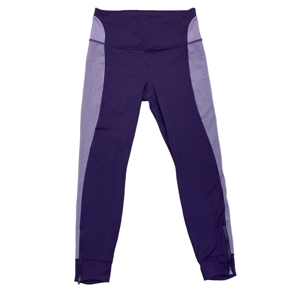 Athleta Allyson Felix Legend Size Medium Mesh 7/8 Tights Yoga Colorblock Purple
